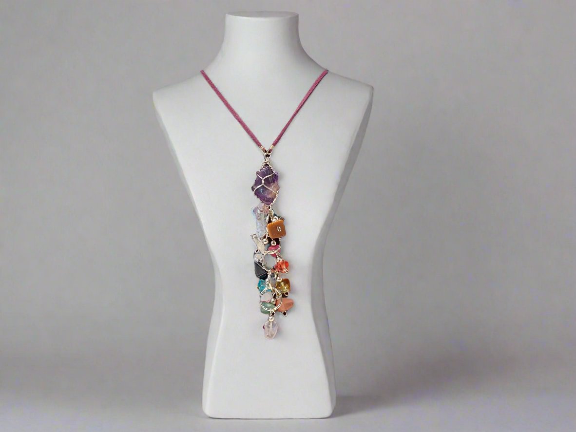 Gem stone wire wrapped necklace