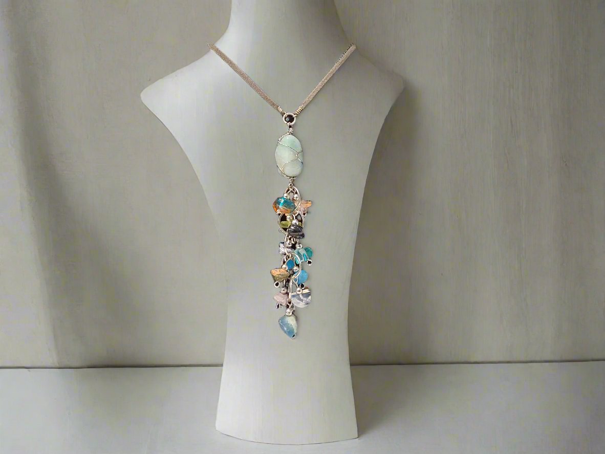 Gem stone wire wrapped necklace